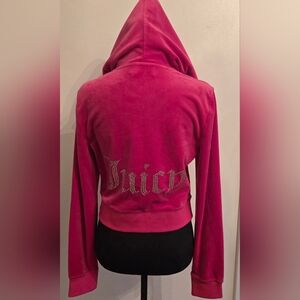 Juicy Couture Velour Zip Up Bling Hoodie Pink Med Y2K